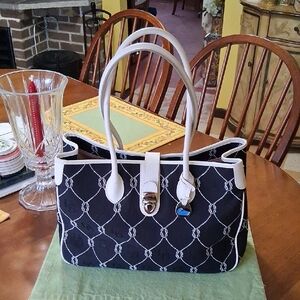 Dooney and Burke Elegant Black and White Tote Bag